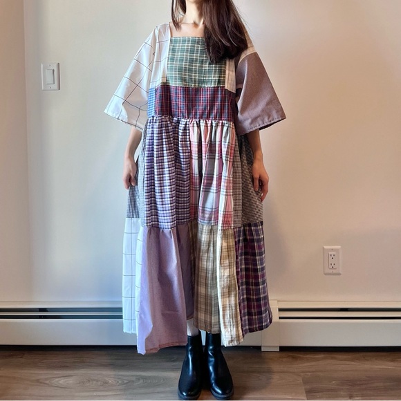 Handmade Quilted Patchwork Plaid Dress SKU 01174 - Picture 8 of 16